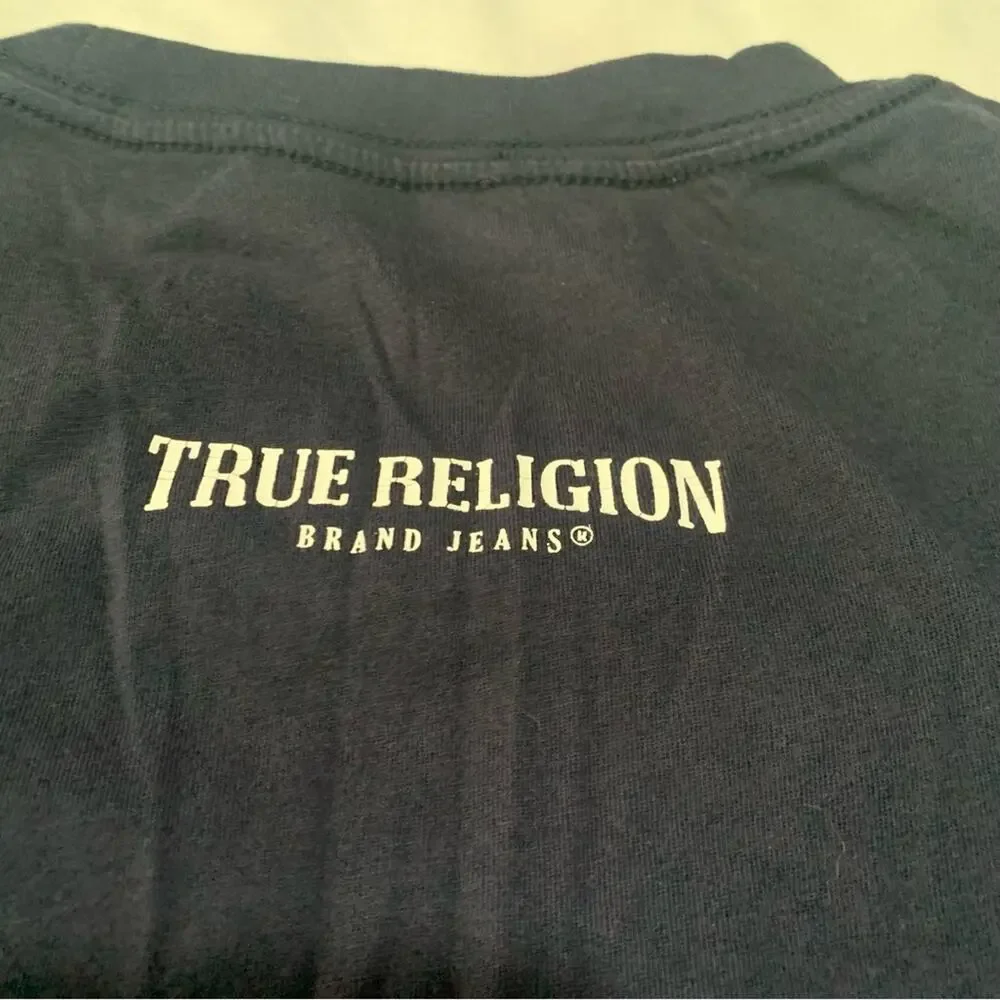 True Religion Men's medium Black T-Shirt SS logo pocket short sleeve shirt